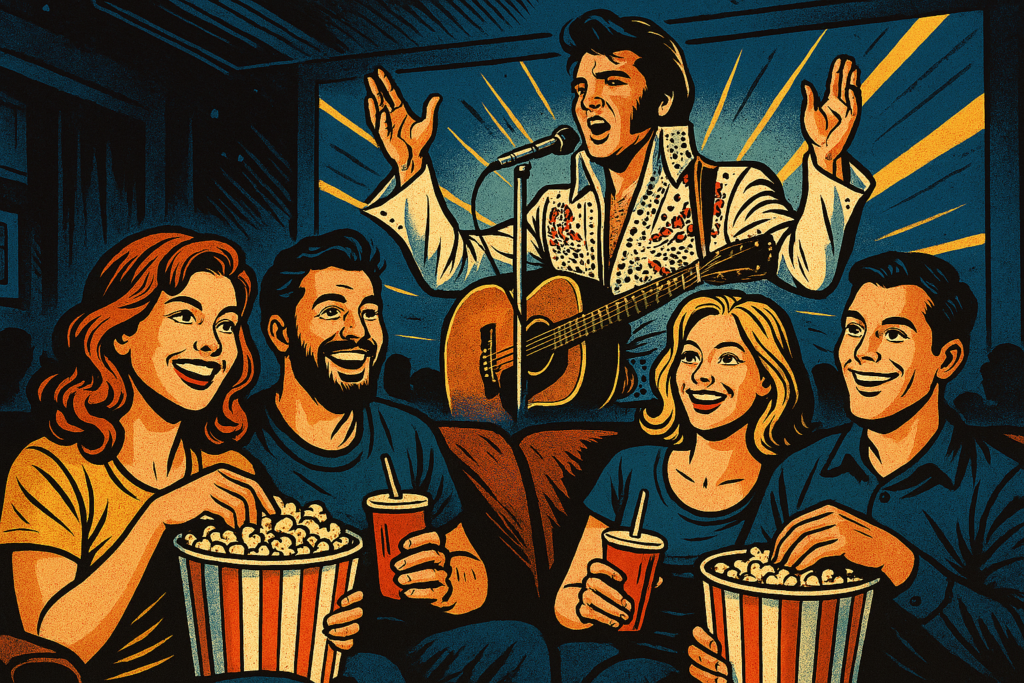 Kuvassa leffailta elviskonsertti